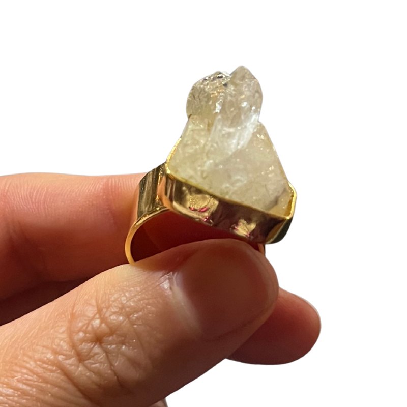 Anillo Drusa de cuarzo cristal