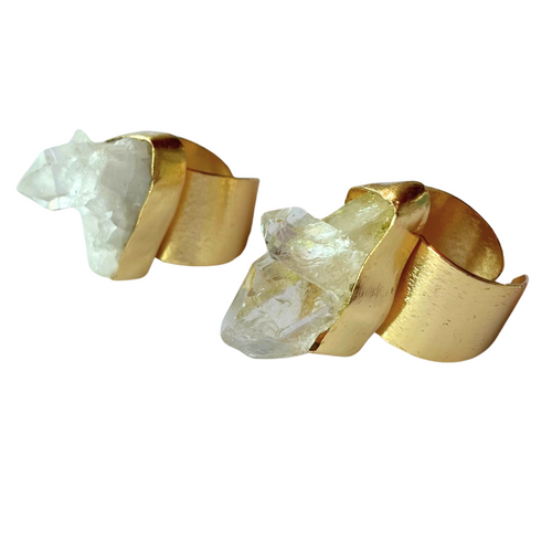 Anillo Drusa de cuarzo cristal