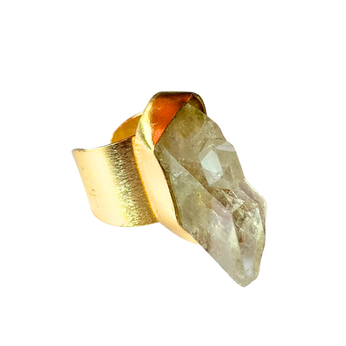 Anillo Drusa de cuarzo cristal