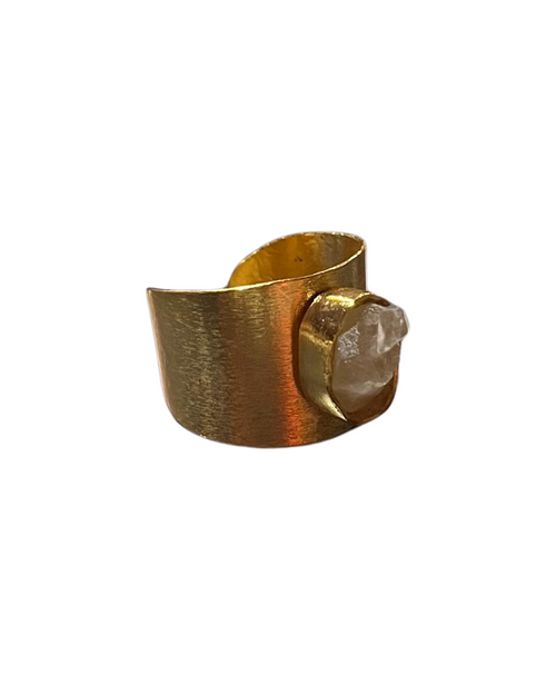 Anillo drusa cuarzo cristal XS