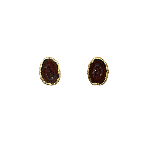 Aretes geoda de ágata mexicana Café
