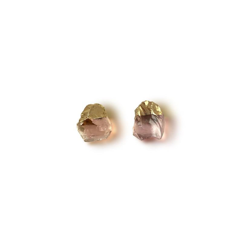 Aretes cuarzo rosa en bruto XL