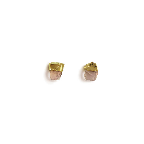 Aretes cuarzo rosa en bruto