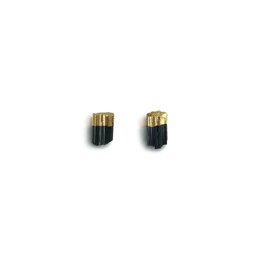 Aretes turmalina negra en bruto