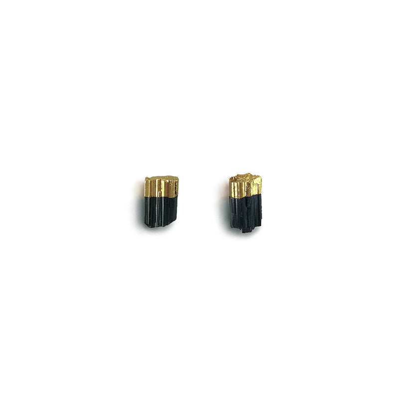 Aretes turmalina negra en bruto