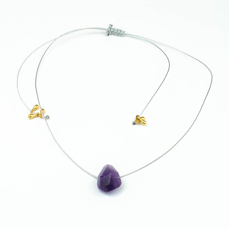 Choker piedra facetada amatista