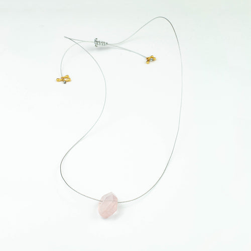 Choker piedra facetada cuarzo rosa