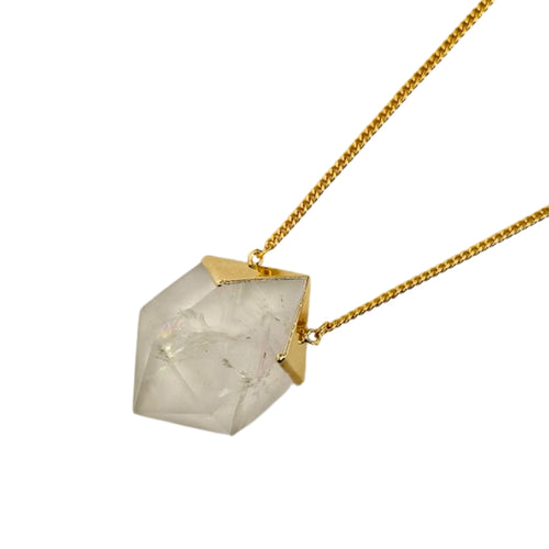 Collar Hexágono XL Cuarzo Cristal