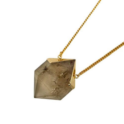 Collar Hexágono XL Cuarzo Ahumado