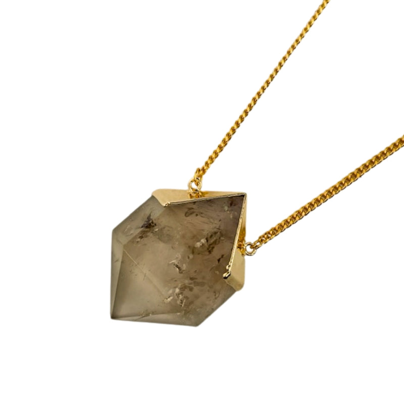 Collar Hexágono XL Cuarzo Ahumado