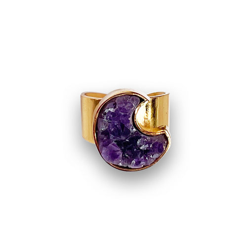 Anillo Luna Drusa de Amatista