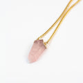Collar punta facetada cuarzo rosa