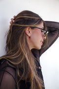 Aretes turmalina negra en bruto